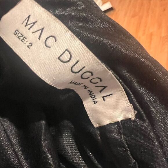 NWT Mac Duggal black sequin midi Halter dress women's size 2 with side ruching - Picture 12 of 14